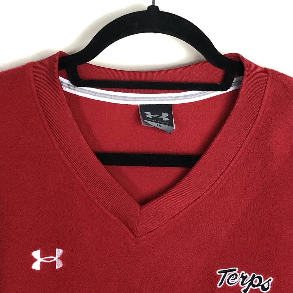 Maryland Terrapins Sweater Vest Mens Large Red Under Armour Fleece Script Terps